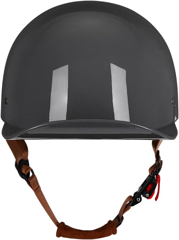 Vintage Retro Open Face Motorcycle Helmet Baseball Cap Half Helmets with pull-down Lens for Men Women Moped Cap Jet Scooter Street Cruiser - DOT Certified (Gray,Large)