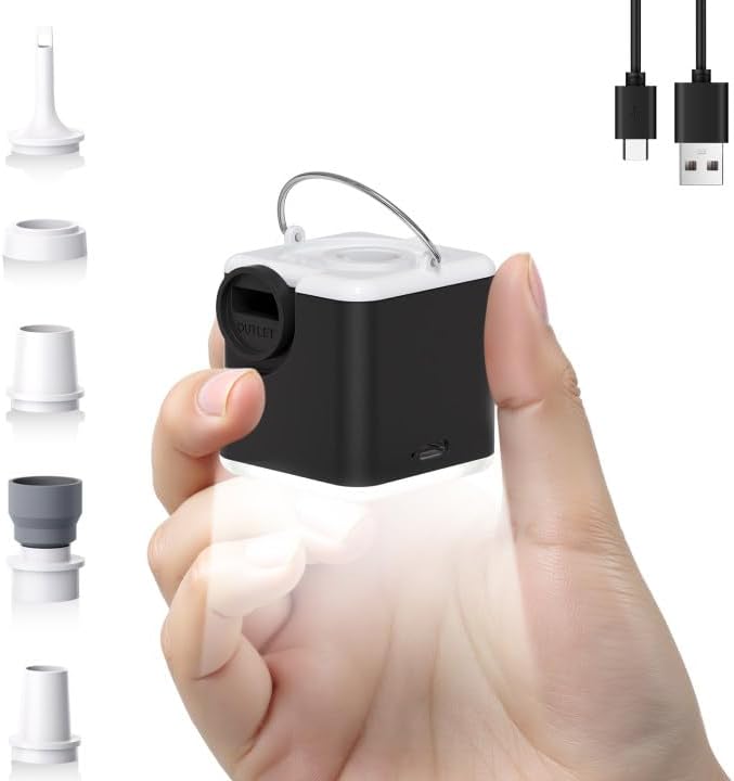 Portable Air Pump for Inflatables, 4.5kPa Mini Air Mattress Pump with Camping Light, 2400mAh Battery Rechargeable Air Pump for Pool Floats, Sleeping Pads, Swimming Ring, Vacuum Storage Bags