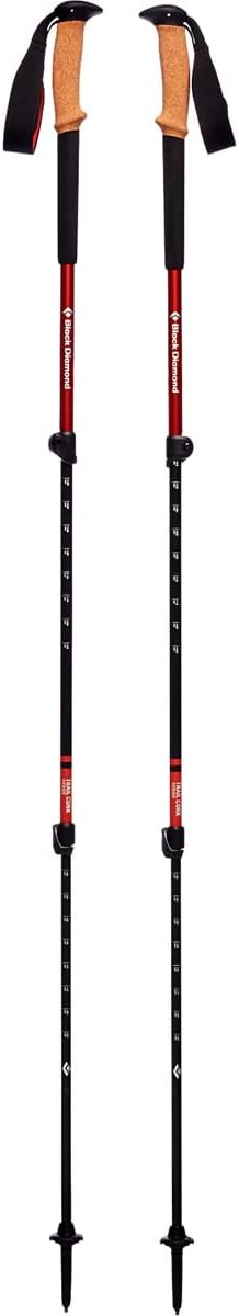 Black Diamond Trail Cork Trekking Poles, Pair of 2 Lightweight Collapsible Aluminum Hiking Sticks with Cork Grips for Backpacking, Walking, Camping, Mountaineering