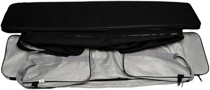 Bench Seat Cover 420D Oxford Seat Storage Bag for Kayak Inflatable Boat, Dinghy Boat Seat Cushion and Underseat Storage Bag with Pockets Grey Thick Sponge Seat Bench Cushion(Black 85cm)