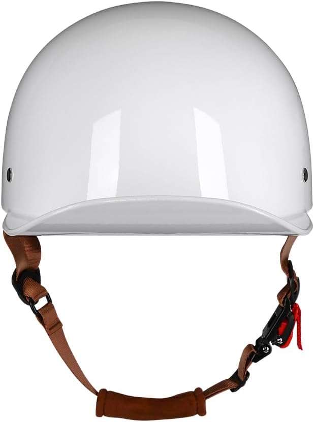 Vintage Retro Open Face Motorcycle Helmet Baseball Cap Half Helmets with pull-down Lens for Men Women Moped Cap Jet Scooter Street Cruiser - DOT Certified (White,X-Large)