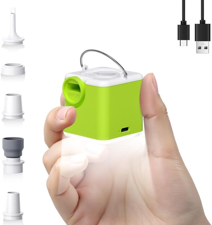 Portable Air Pump for Inflatables, 4.5kPa Mini Air Mattress Pump with Camping Light, 2400mAh Battery Rechargeable Air Pump for Pool Floats, Sleeping Pads, Swimming Ring, Vacuum Storage Bags