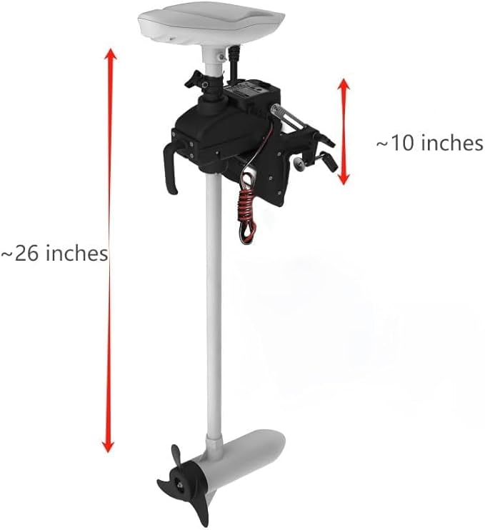 Zichen Haswing White 12V 55LBS 26inch Transom Trolling Motor with Wireless Remote, Foot Control for Inflatable Pontoon Boat, Dinghy Kayak Fishing, One Person Boat Fishing in Saltwater and Freshwater