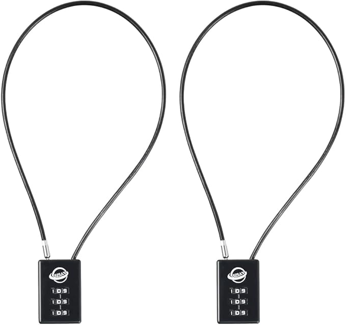 3 Digit Cable Combination Lock 16 inches Cable for School Gym Locker,Filing Cabinets,Helmet,Toolbox,Luggage Suitcase,knapsack,Black 2Pack