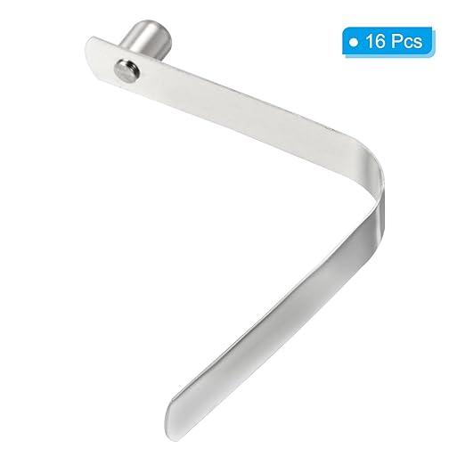 PATIKIL 9.5x7.5mm Kayak Paddle Snaps, 16 Pack Tent Pole Clips Steel V Shaped Single Pin Push Button Spring Clips Lock Tube Pole Clips for Camping Awning