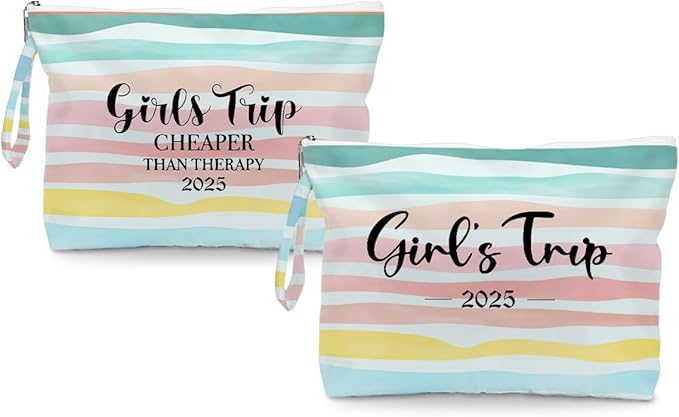 Fokongna 2PCS Girls Trip Gifts Favors Waves Rainbow Wet Bag Wet Dry Bag Beach Bag for Swimsuit Toiletry Bag Travel Essentials For Women, Beach Travel Gym Wet Dry Bag for Swimsuit Dirty Diaper Bag