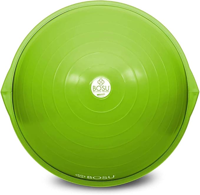 Bosu Balance Ball Exercise Trainer, Home Gym Equipment w/ Guided Workouts & Pump, 26", Blue - Inflatable Fitness Platform for Strength Training, Standing, Balancing, and Core Workout
