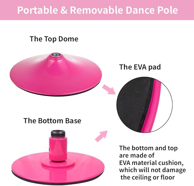 Dance Pole Set -Premium Height Adjustable 7.38-8.85ft Portable 45mm Diameter 360°Spinning Dancing Pole for Home,200KGS Capacity,Drill-Free Installation with Floor-to-Ceiling Stability