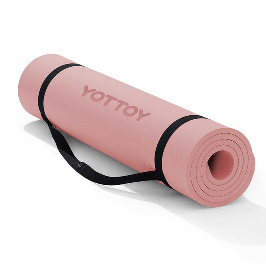YOTTOY Yoga Mat，Extra Thick Yoga Mat (1/2inch),Professional TPE Exercise Mat,Non-Slip Workout Mat for Yoga, Pilates, Fitness, Barefoot Workouts, Home Gym Studio with Strap