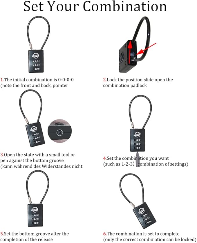 3 Digit Cable Combination Lock 20 inches Cable for School Gym Locker,Filing Cabinets,Helmet,Toolbox,Luggage Suitcase,knapsack,Black 2Pack
