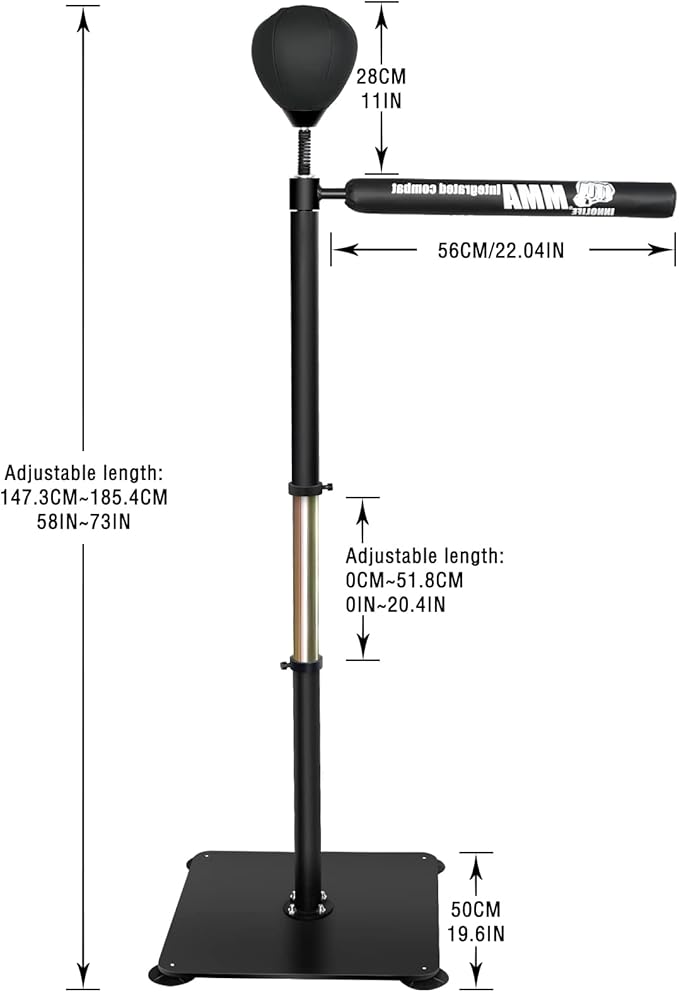 INNOLIFE Boxing Speed Trainer,Boxing Spinning Bar with Speed Bag Free Standing Adjustable Height from 4.8 ft-6 ft