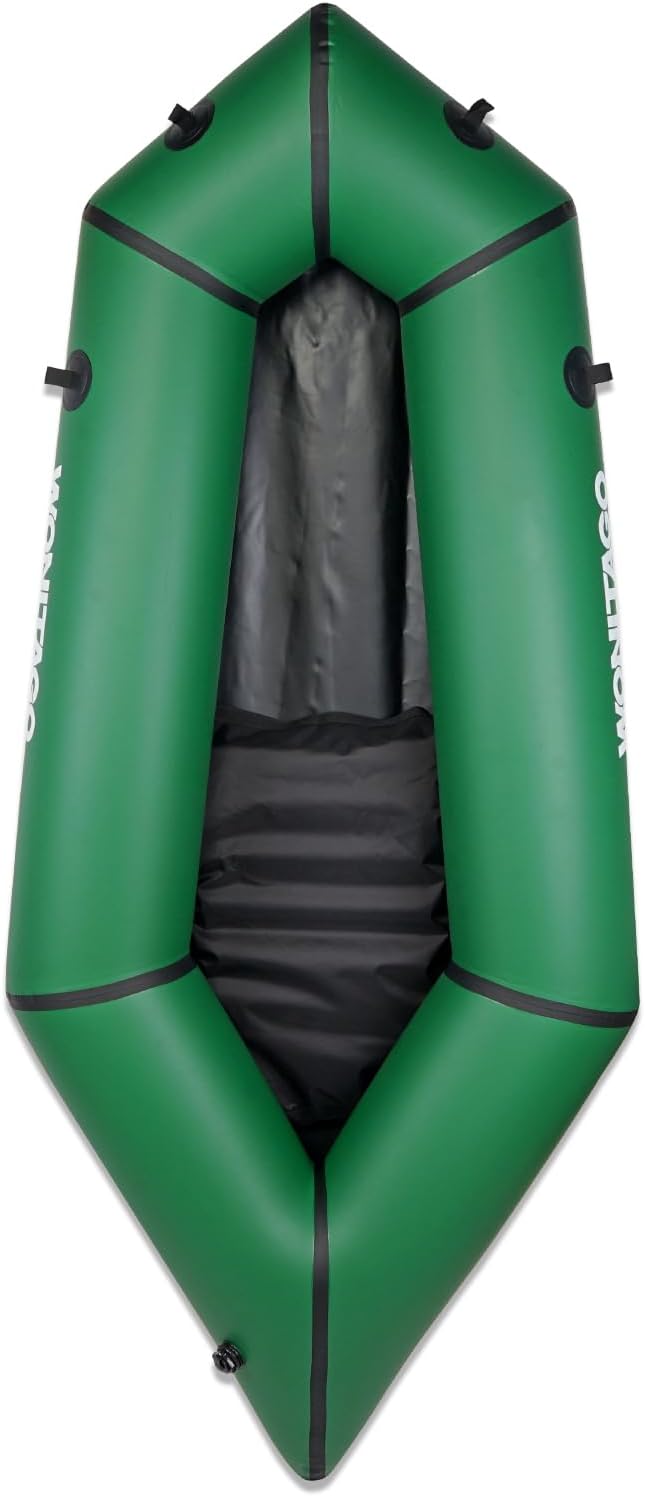 Packraft TPU Inflatable Travel Kayak with Soft Seat Lightweight Packrafts for Flat Water Rafting/Bicycle Drifting/Litewater Dinghy, 1 Person