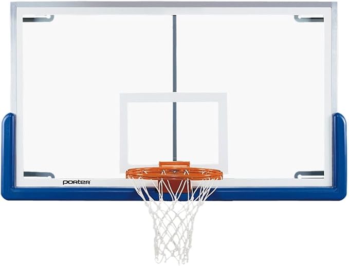 Porter Athletics Tempered Glass Basketball Backboard – Pro-Strut 72" x 42" Indoor Basketball Hoop Backboard - Heavy-Duty Steel Frame (Rim & Padding Not Included)