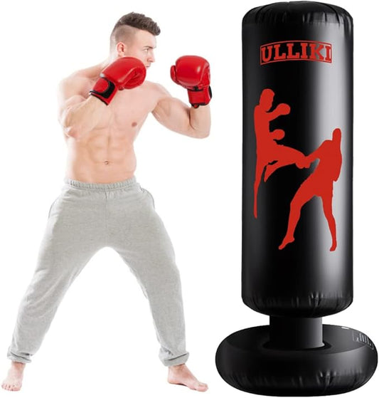 Freestanding Punching Bag for Adults, Kick Boxing Bag with Stand for Adults, Blow up Punching Bag for Kids 12-14