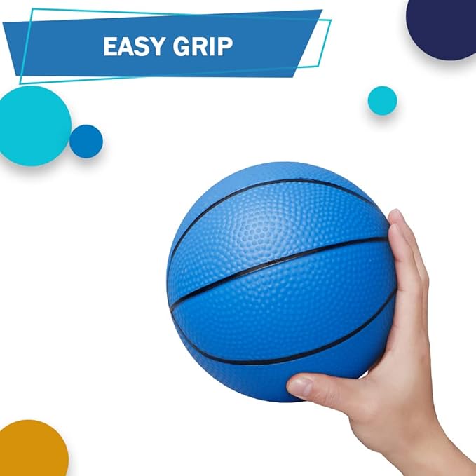 Dilabnba 6 INCH Rubber Basketball, Colorful Kids Mini Toy Ball, Children's Basketballs with Pump, Indoor Outdoor Fun Sports for Kids and Adults(7 Pack)