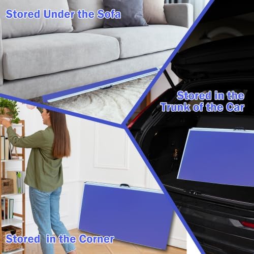 Rakon Table Tennis Table, 9×5 Foldable & Portable Ping Pong Table Set with 2 Table Tennis Paddles, 3 Balls and Net for Indoor Outdoor Game, Blue