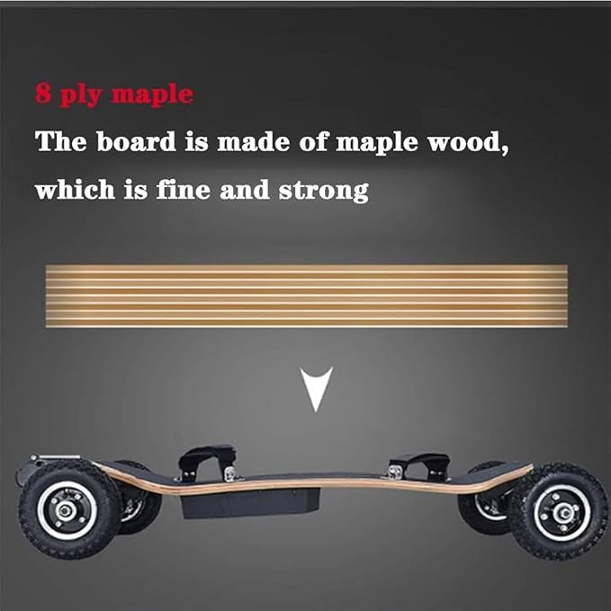 Off Road Electric Skateboard All Terrain Skateboard,Ultra-Long 25 Miles Range Mountain Board,Maximum Speed 40 km/h,1650Wx2 Motor,30°Climbing,Glass Up to120KG,10000mAh Battery,Remote Control