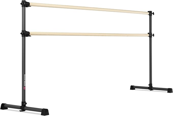 VITA Barre Portable Freestanding Double Ballet Barre, Prodigy, Wood | Adjustable Height, USA Made, Home or Gym Exercise Equipment for Kids & Adults | Dance, Fitness, Pilates