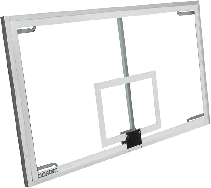 Porter Athletics Tempered Glass Basketball Backboard – Pro-Strut 72" x 42" Indoor Basketball Hoop Backboard - Heavy-Duty Steel Frame (Rim & Padding Not Included)