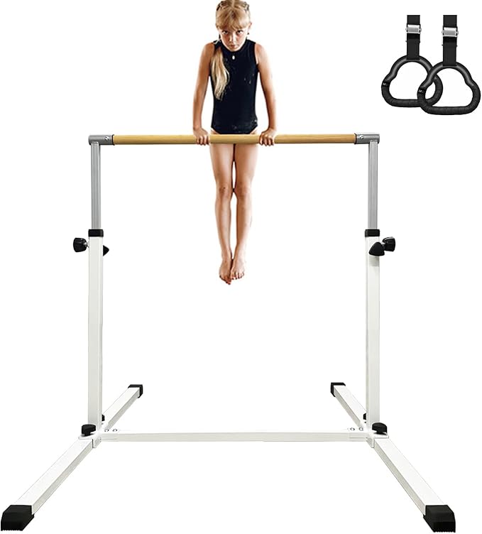 XDEMODA The Latest Model Gymnastics Bar for Kids Ages 3-15 for Home, Anti-Slip, Easy to Assemble, 35” to 55” Adjustable Height Gymnastic Horizontal Bars Equipment