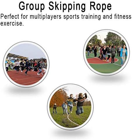 ACEONE Long Jump Rope, Multiplayer Skipping Rope with Wooden Handle for Kids and Adult, Team Group Jumping Rope for School Sport and Outdoor Activity