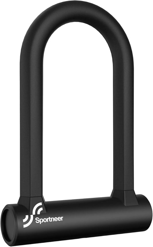 Sportneer Bike Lock - 17mm Shackle Heavy Duty Anti Theft Bike U Lock with 2 Keys - Bicycle U-Locks with Sturdy Mounting Bracket for Road, Mountain, Electric & Folding Bike, Size 7.76''x5.02''