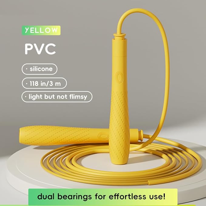 Jump Rope with silicone handle,Tangle-Free Jump Rope with Dual Bearing System,Ultra-Smooth for Fitness & Training