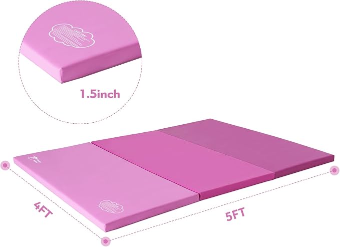 Kangaroo Hoppers Gymnastics Bar with Mat for Kids 3-15, Adjustable 35.4"-57.1" Gymnastics Horizontal Bars with Steel Frame at Home/Indoor Training, 260LBS (Pink)