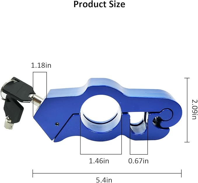 Lock Motorcycle, Heavy Duty Anti Theft Adjustable Bike Handlebar Lock with 2 Keys Protect Your Motorcycle Street ATV, Blue