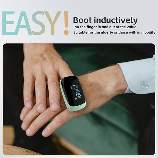 Rechargeable Pulse Oximeter Fingertip Oxygen Monitor Fingertip with SpO2 Pulse Rate and PI RR OLED Precision Fast Oximeter SpO2 Reading Outdoor Sports Home (Green)