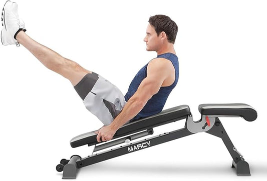 Marcy Foldable Adjustable Utility Weight Bench, Strength Training Home Gym for Full Body Workout