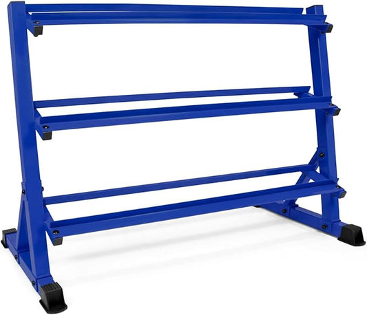 WF Athletic Supply Heavy-Duty Dumbbell Rack Stand, Weight Rack for Home Gym, Weight Holder, Available Sizes for Storage 5-50LB or 5-75LB Dumbbell Pairs, Black/Red/Green/Blue, RACK ONLY