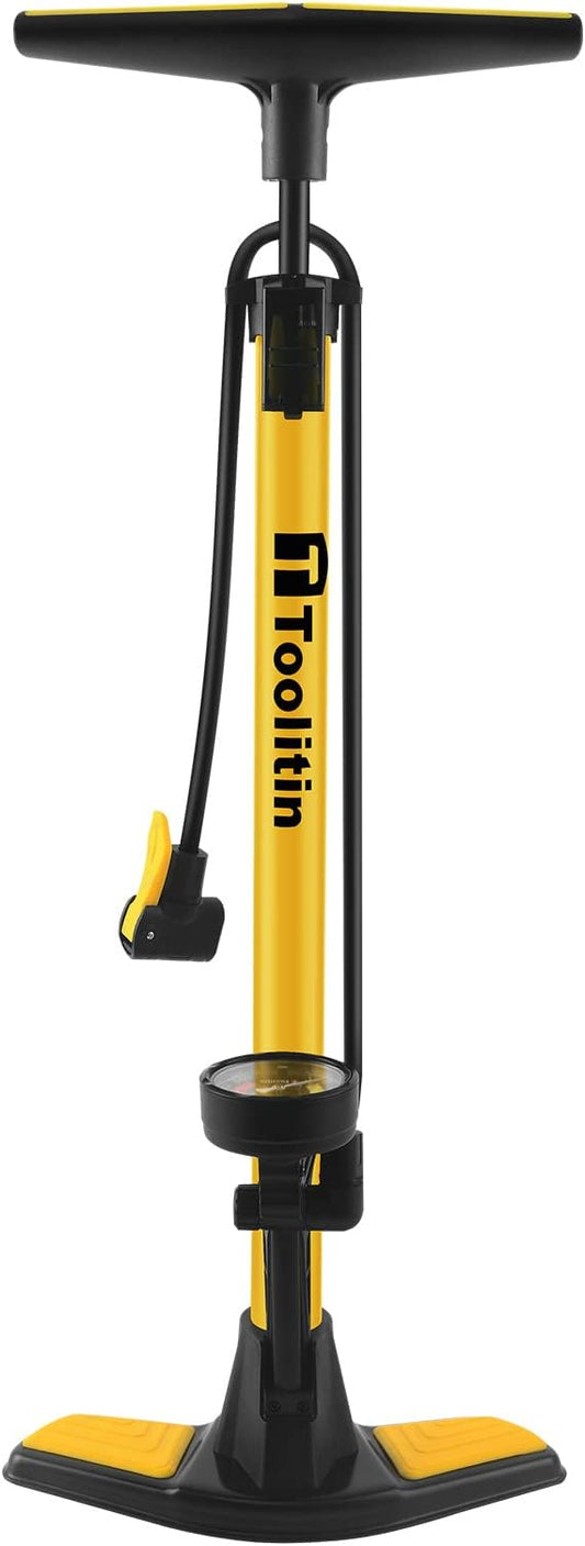 Bike Pump with Gauge,High Pressure,Floor Bicycle Pump Compatible with Presta and Schrader Valve,Bike Tire Pump for Road Bike,MTB,Hybrid,Balls…