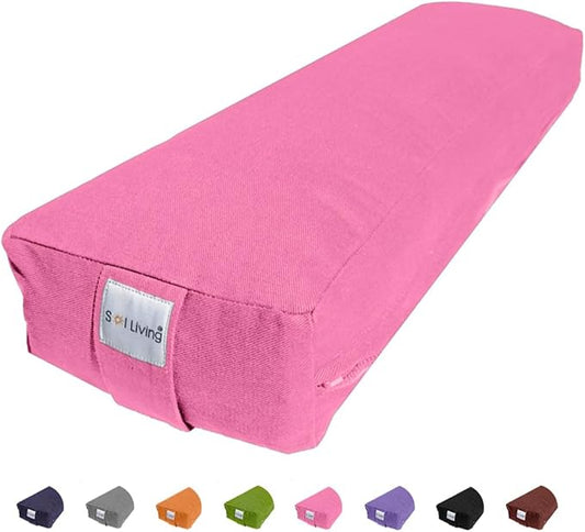 Sol Living Yoga Bolster Pillow Rectangular Meditation Cushion Cotton Meditation Accessories for Restorative Yoga Meditation Pillow Yoga Pillow Firm Body Pillow Bolster Pillow for Legs Removable Cover