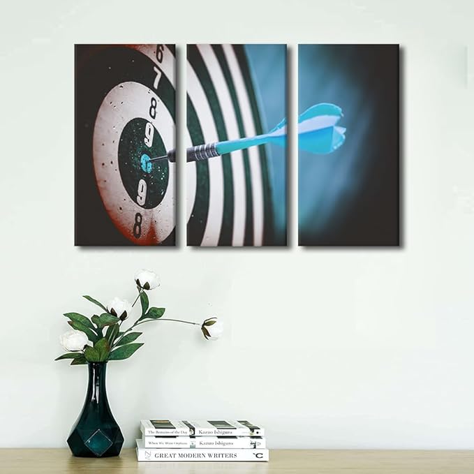 Motivational Wall Art Classical Sport Equipment Pictures Print On Canvas Dart Board Office Modern Artwork Wall Art for Living Room Giclee Gallery Wrapped Posters Framed Ready to Hang, 28"Wx42"H