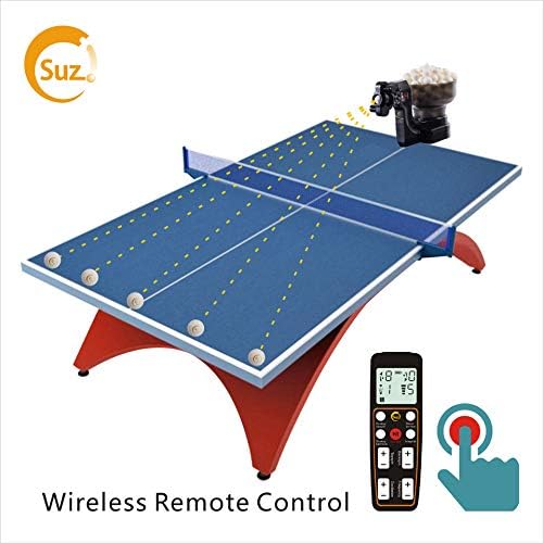 Suz Table Tennis Robot Ping Pong Ball Machine S102 Wireless Remote Control Automatic Table Tennis Machine for Training with 40mm+ Table Tennis Balls