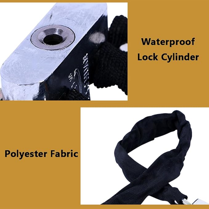 Bicycle Chain Lock Heavy Duty Safety Padlock Metal Chain Cloth Square Head Chain Lock Bicycle General Anti-Theft Lock (130CM), 26 * 130cm/(10" * 4.2 Ft)