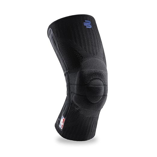 Bauerfeind Sports Knee Support NBA - Officially Licensed Basketball Knee Brace - Relief and Stabilization - Targeted Compression - Lightweight & Durable - Black, Large