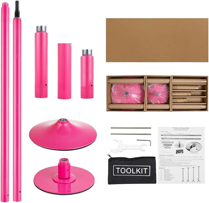 Dance Pole Set -Premium Height Adjustable 7.38-8.85ft Portable 45mm Diameter 360°Spinning Dancing Pole for Home,200KGS Capacity,Drill-Free Installation with Floor-to-Ceiling Stability