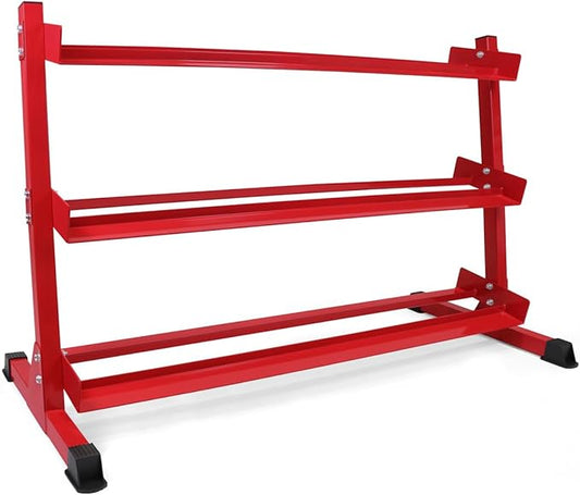 WF Athletic Supply Heavy-Duty Dumbbell Rack Stand, Weight Rack for Home Gym, Weight Holder, Available Sizes for Storage 5-50LB or 5-75LB Dumbbell Pairs, Black/Red/Green/Blue, RACK ONLY