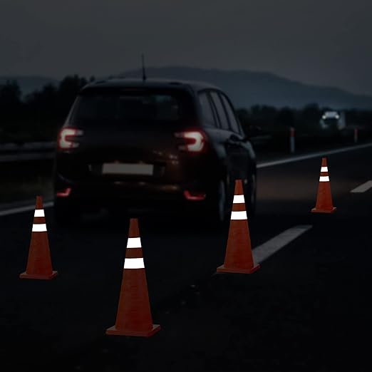 RoadHero 28 Inch 8 Pack Collapsible Traffic Cones, Multi Purpose Pop-up Orange Cones with Reflective Collar for Road Safety, Parking Cones for Sports, Driving Training