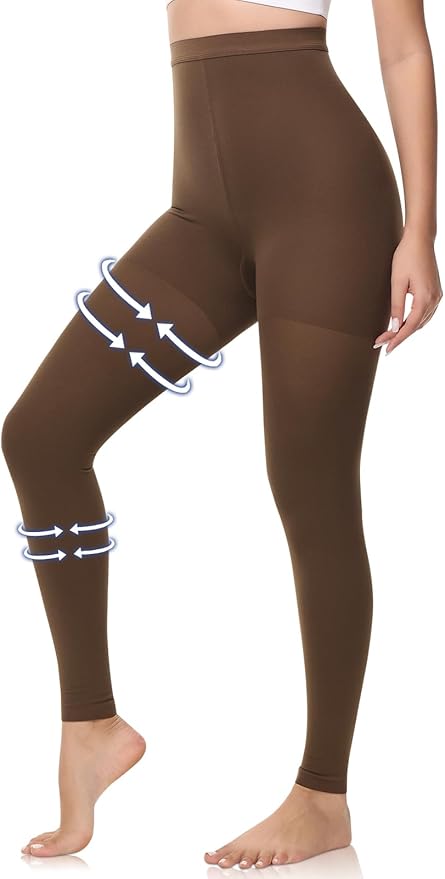 Medical Compression Pantyhose for Women & Men, 20-30mmHg Graduated Support Tights, Opaque Footless Waist High Compression Stockings for Varicose Veins, Edema, Flight