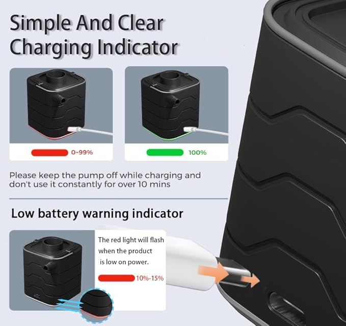 Portable-Electric-Mini-Air-Pump for Inflatables, Swimming Rings, Sleeping Pads, Vacuum Bags, Mattress, Camping Fire & Outsides Lightinge