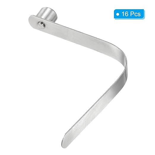 PATIKIL 8x8mm Kayak Paddle Snaps, 16 Pack Tent Pole Clips Steel V Shaped Single Pin Push Button Spring Clips Lock Tube Pole Clips for Camping Awning