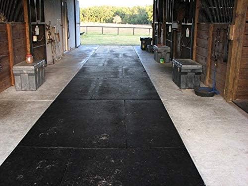 American Floor Mats - Heavy Duty Stall Tiles - Stable/Horse Tiles - Thick, Durable Rubber Flooring Solid Black 6' x 10' Set 3/4" Thick (15 Tiles Total)