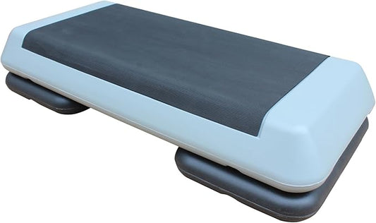 Kaimei Adjustable Aerobic Step Platform - 2 Height Options - Durable Fitness Stepper for Cardio, Lunges, & Home Workouts (Black+ Gray)
