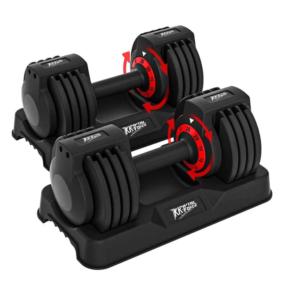 Adjustable Dumbbell Set of 2, 50lbs Free Weights Dumbbell Set