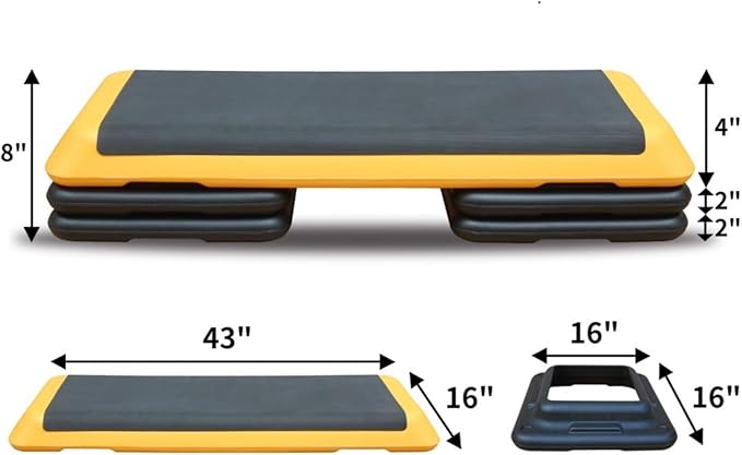 Modern Design Adjustable Aerobic Step Workout Step with 4 Risers Fitness & Exercise Platform Trainer for Home Gym