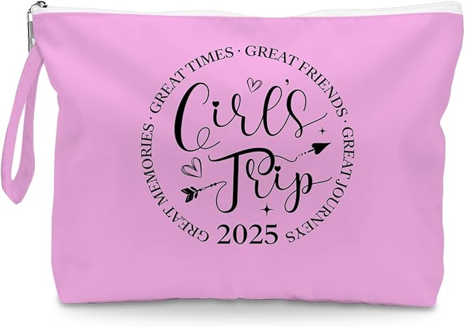 Fokongna Girls Trip Pink Wet Dry Bag, Travel Essentials for Women, Beach Gym Swimsuit Toiletry Bag, 11.8 x 2 x 8.6 inches