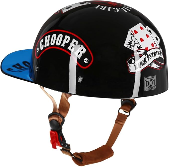 Vintage Retro Open Face Motorcycle Helmet Baseball Cap Half Helmets with pull-down Lens for Men Women Moped Cap Jet Scooter Street Cruiser - DOT Certified (Witch,XX-Large)